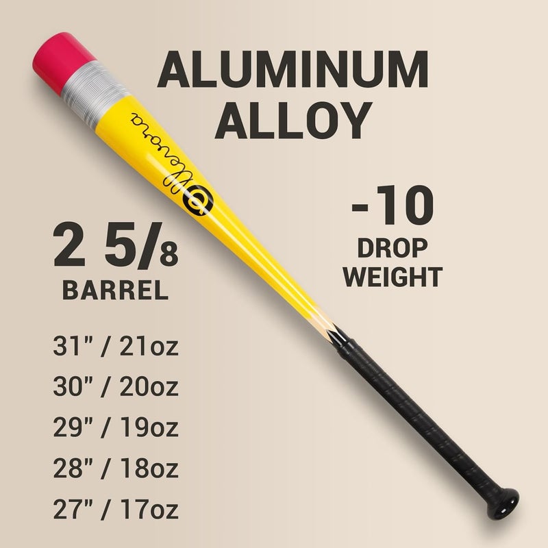 ELLEVORA Pencil Bat - Novelty Backyard Baseball Games Gift - Youth Metal Baseball Bat - 2 5/8" Aluminum Barrel with Balanced Weight and Durable Finish - Image 5